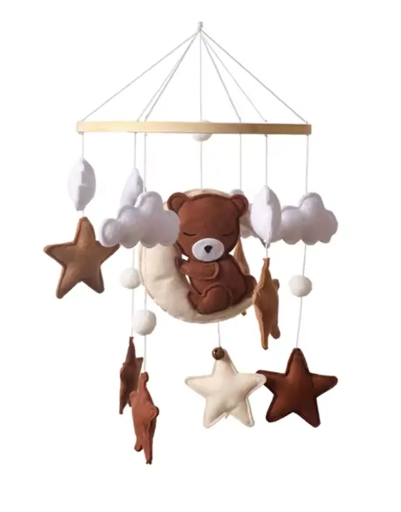 Room Hand-eye Coordination Decoration Wind Chimes Crib Felt Sky Pink Bear Bed Bell